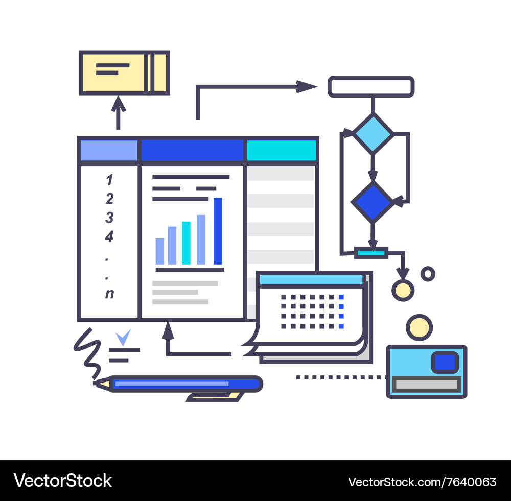 Workflow & Process Icons vector image
