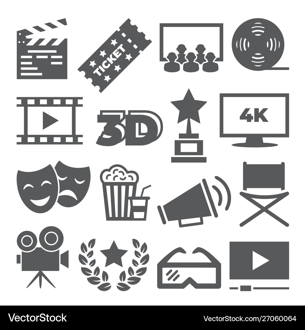 Cinema icons on white background Vector Image