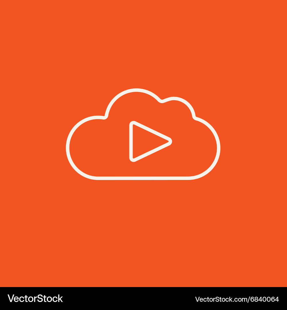 Cloud with play button line icon vector image