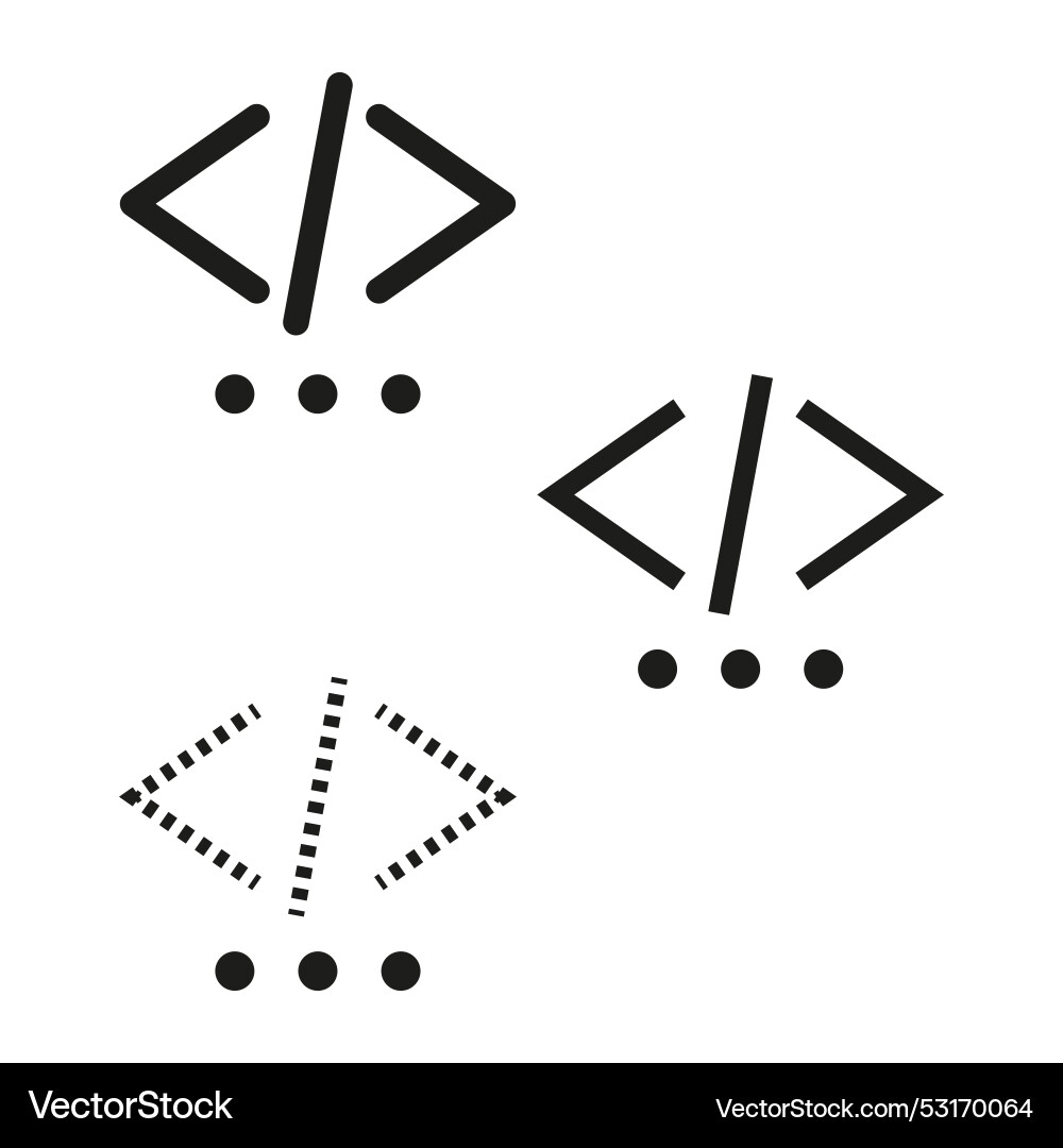 Code-Symbol-Set Programmierung Symbole Entwickler Code-Symbol-Set Programmierung Symbole Entwickler Vektorbild