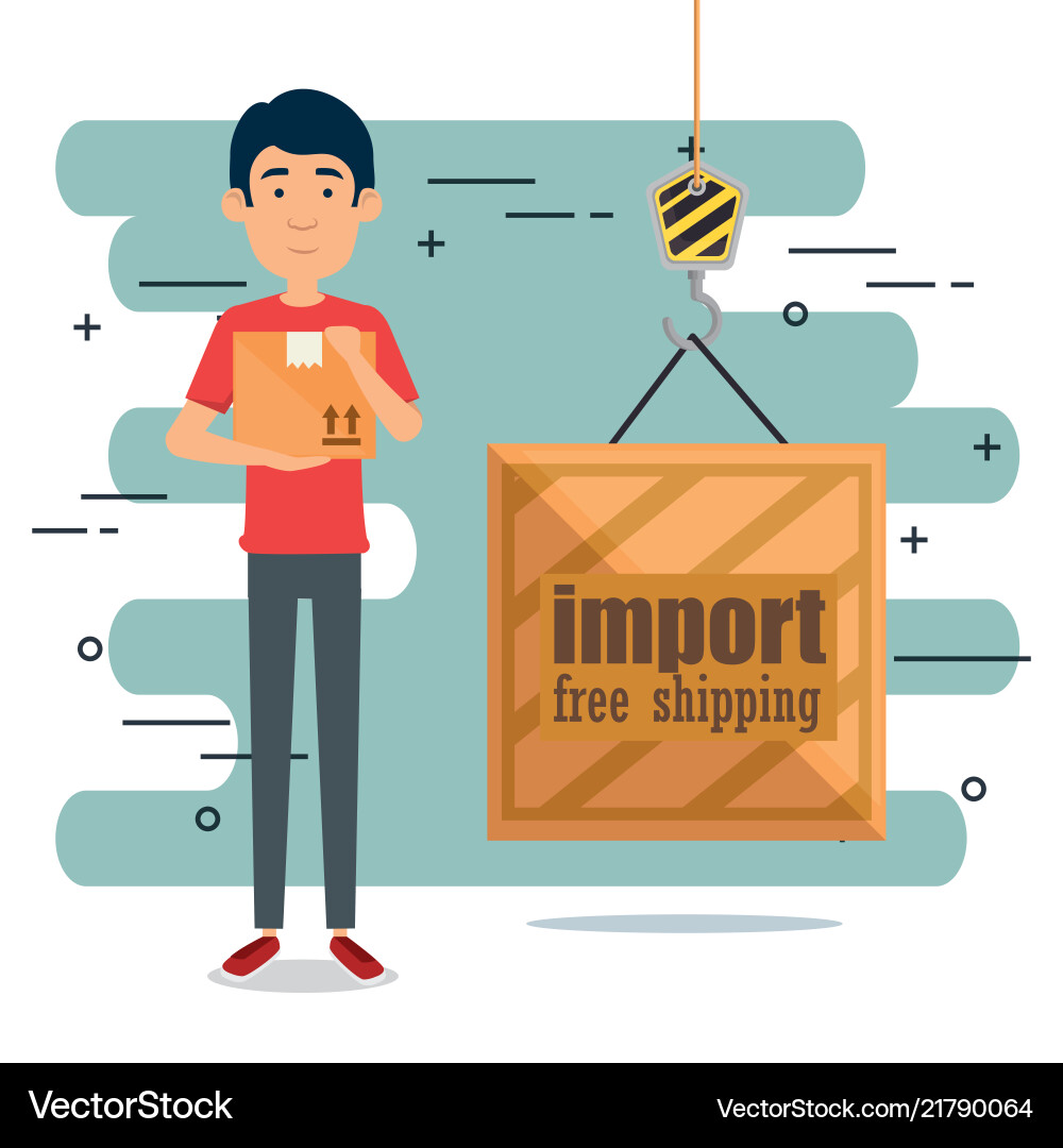Delivery worker with box character Delivery worker with box character vector image