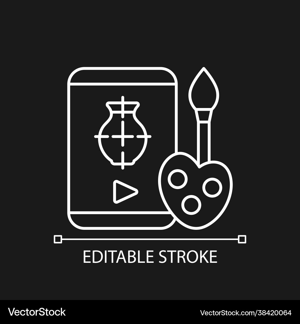 Drawing tutorials white linear icon for dark theme Drawing tutorials white linear icon for dark theme Vector Image