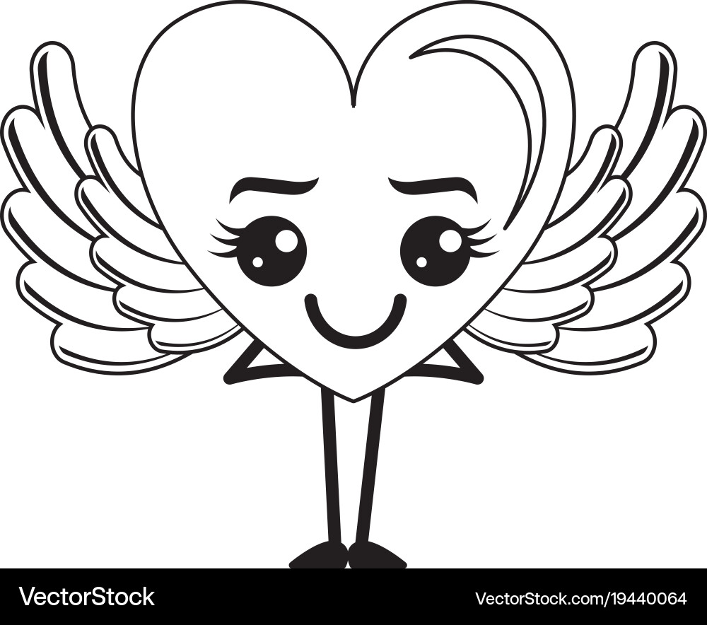 Heart love happy with wings kawaii character Vector Image