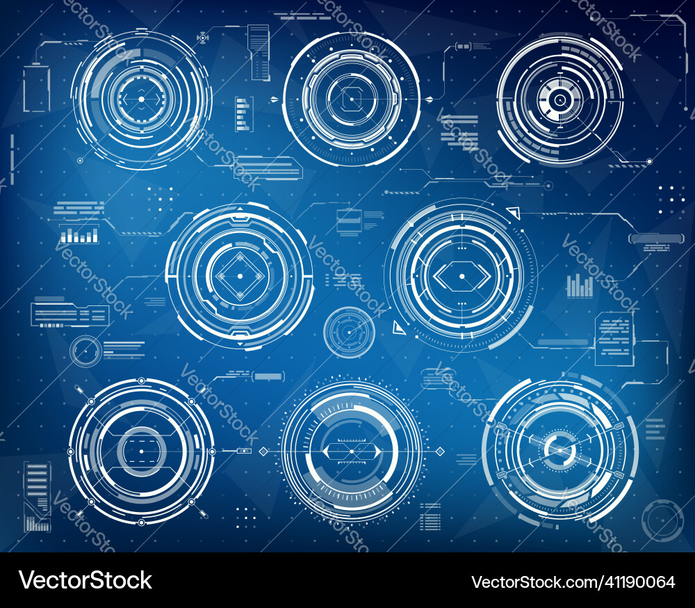 Hud futuristic infographic circular interface data Hud futuristic infographic circular interface data vector image