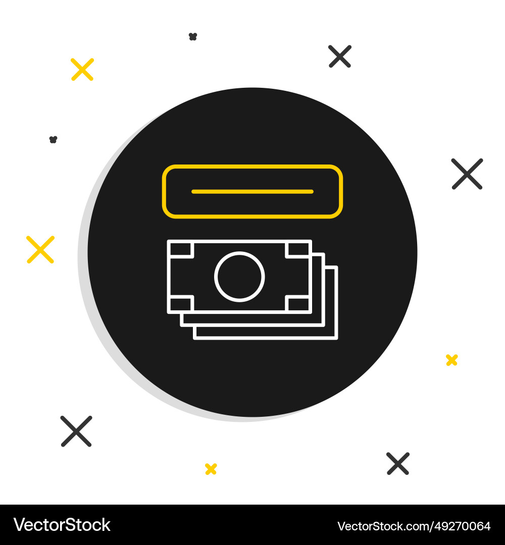 Line atm - automated teller machine and money vector image