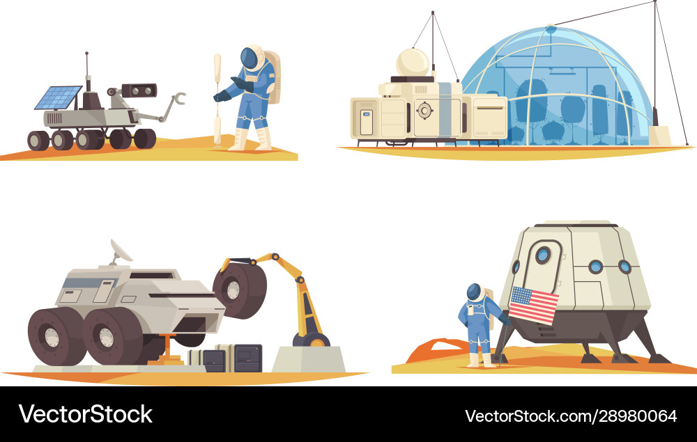 Mars colonization compositions vector image