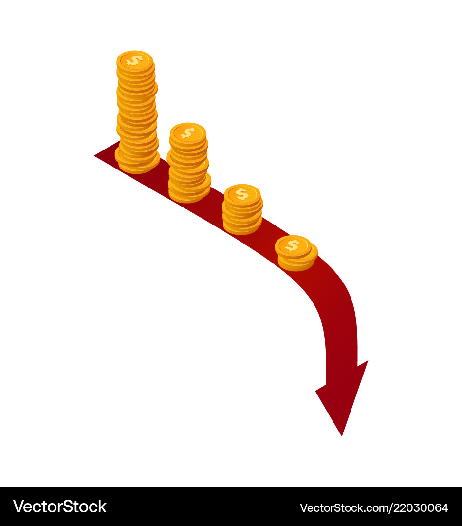 Money falls concept isometric stacks Money falls concept isometric stacks vector image