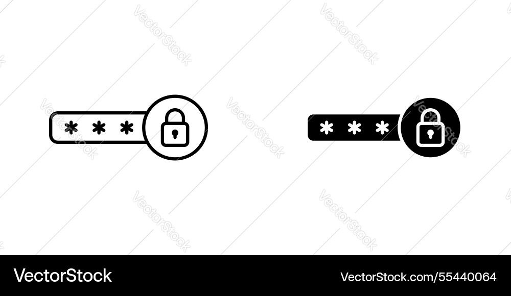 Password icons stroke line and black solid Password icons stroke line and black solid vector image