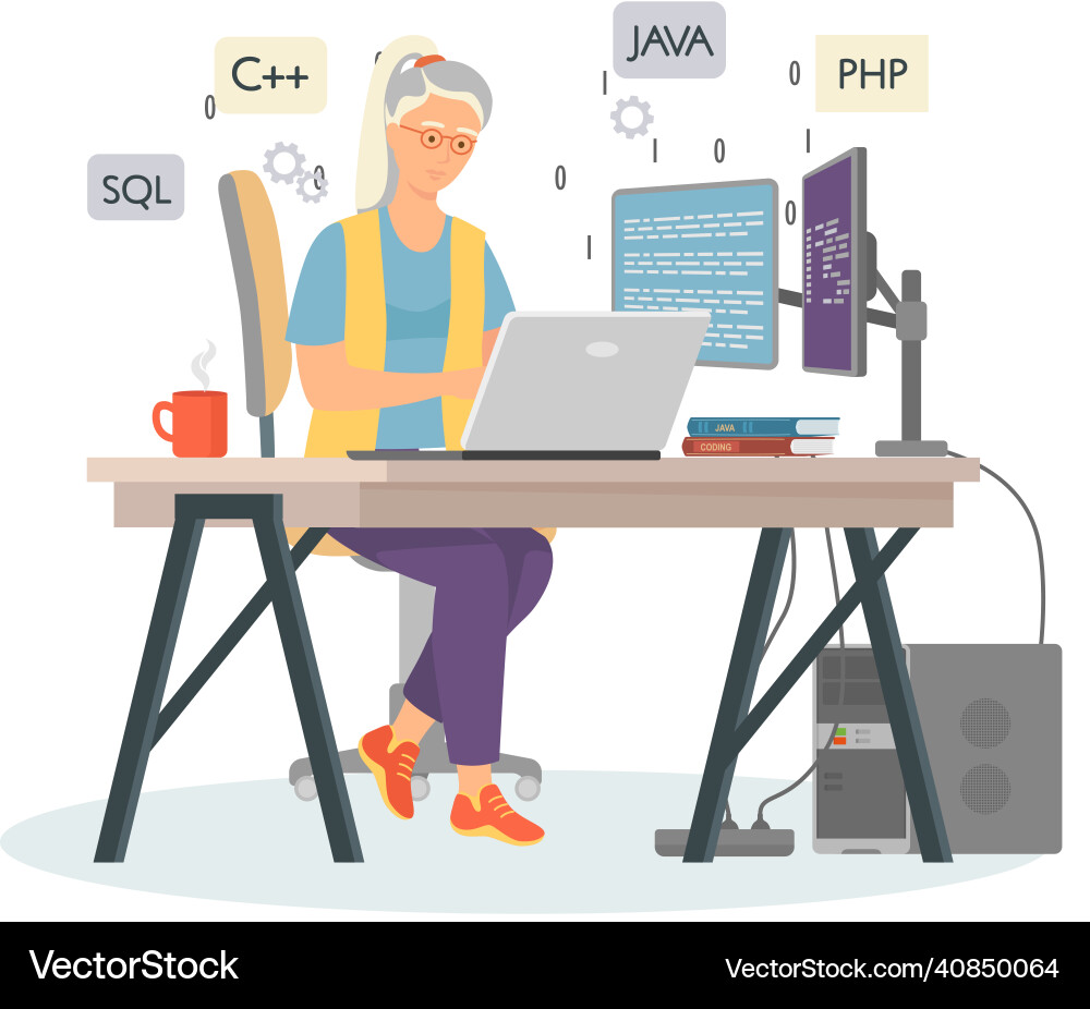 Programmer engineering and coding Programmer engineering and coding vector image