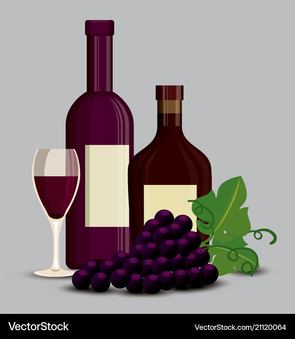 Red wine set icons vector image