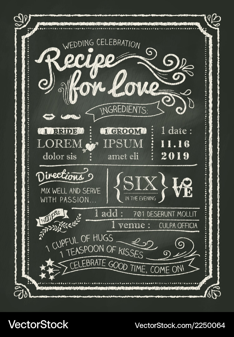 Rustic Chalkboard Wedding Invitation Background – Royalty-Free Vector |  VectorStock, image size:750x1080