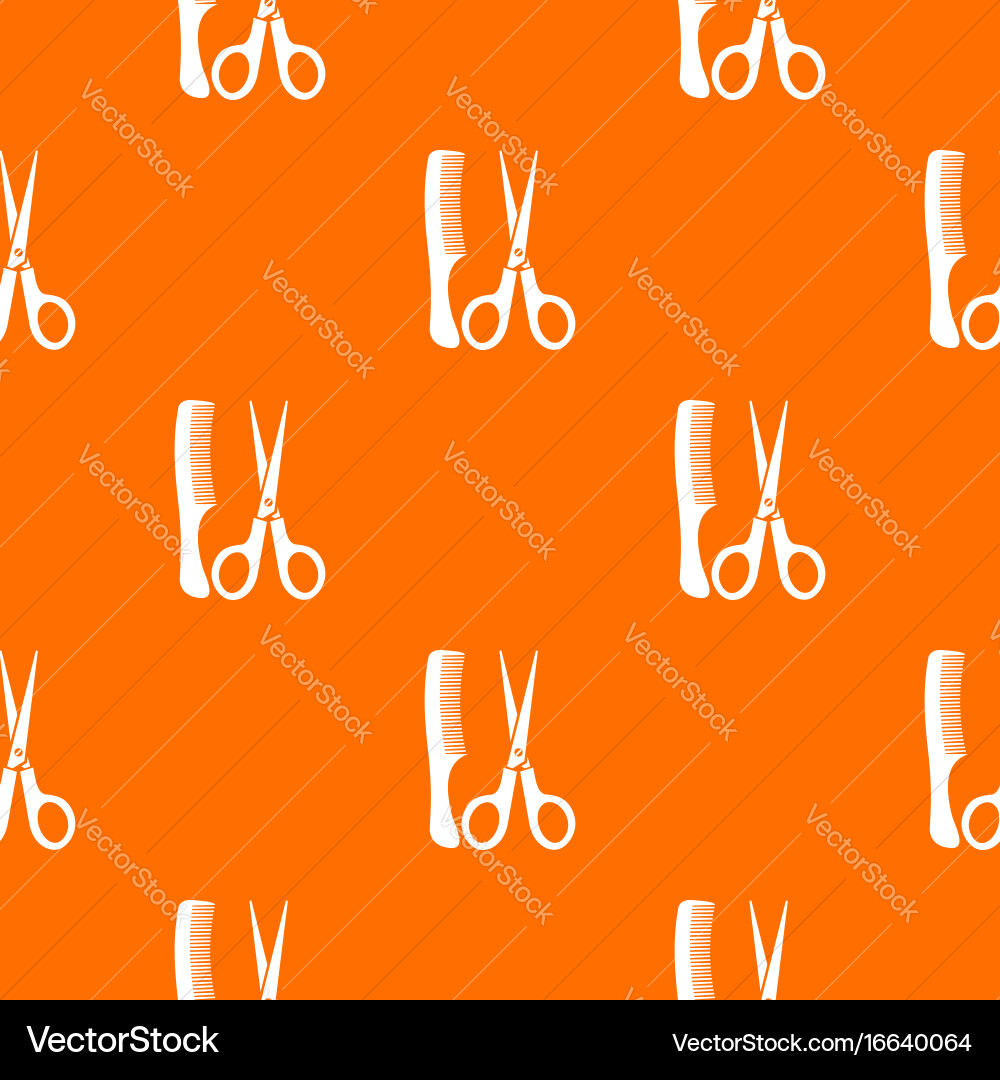 Scissors and comb pattern seamless vector image