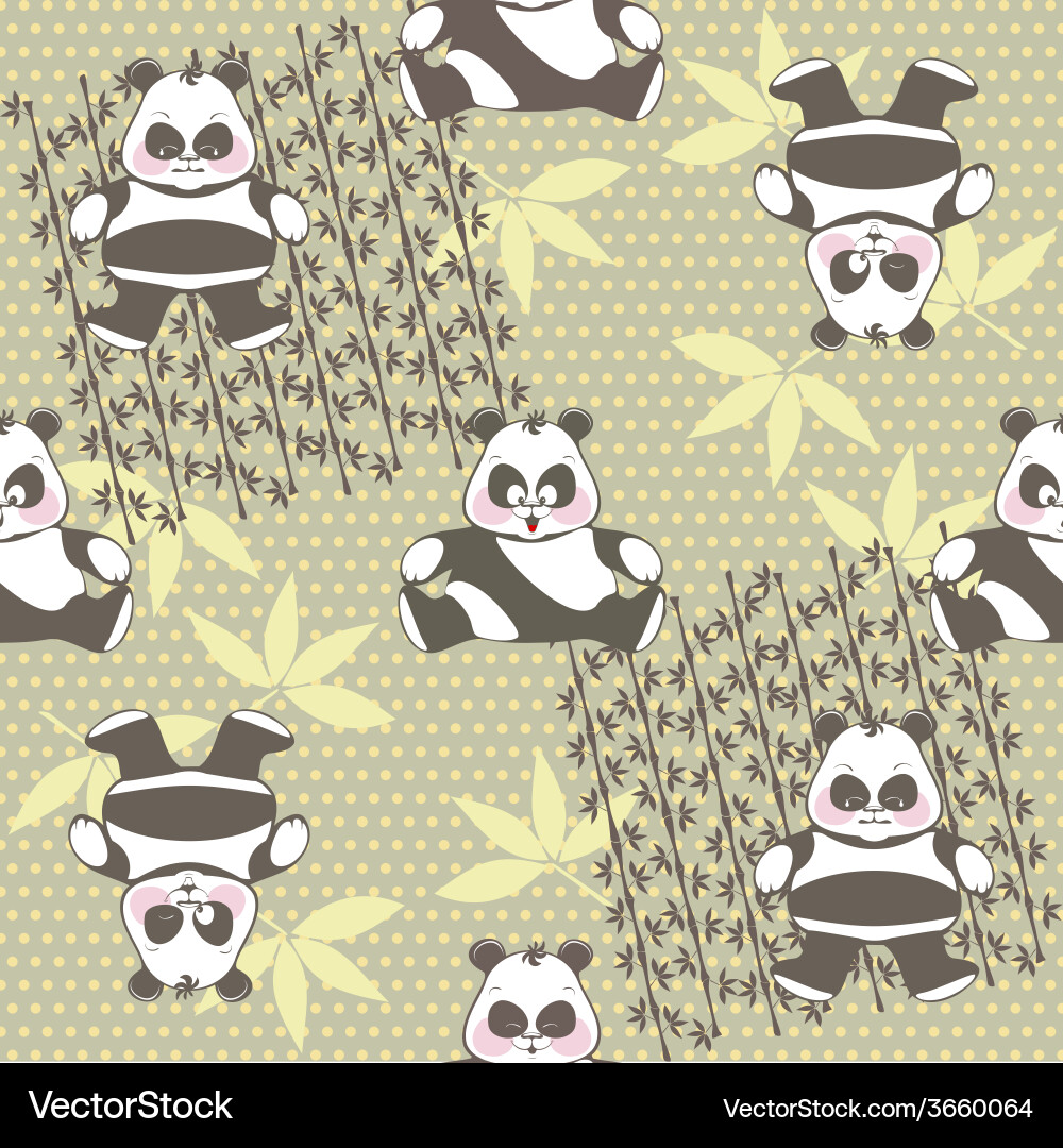 Seamless background of different pandas Vector Image