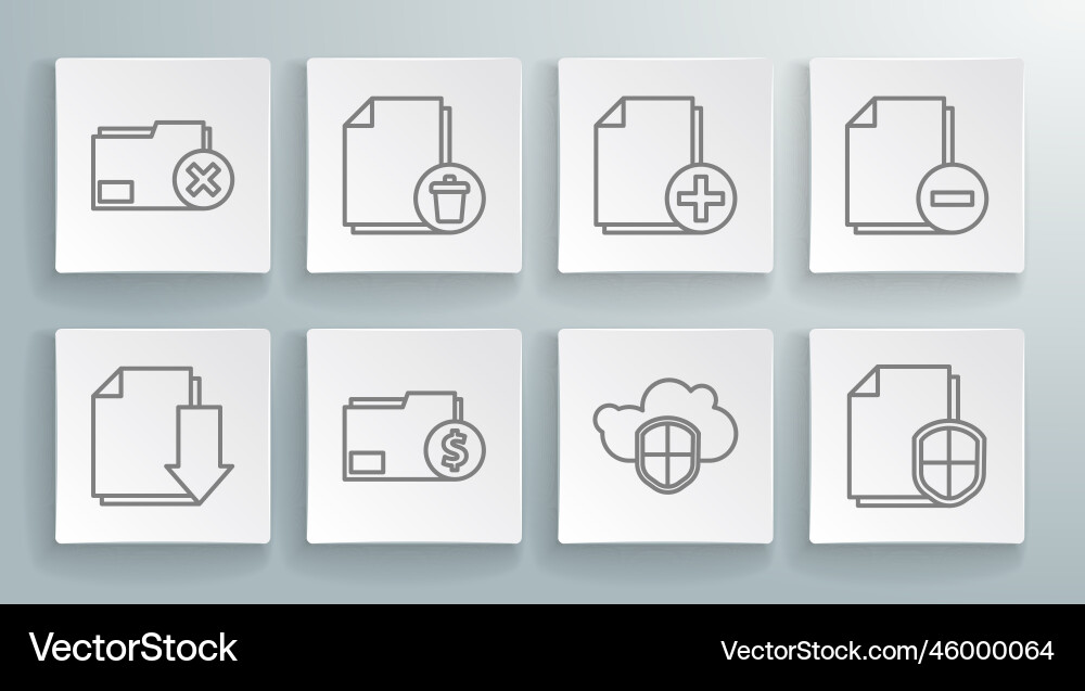 Set line document with download delete file Vector Image