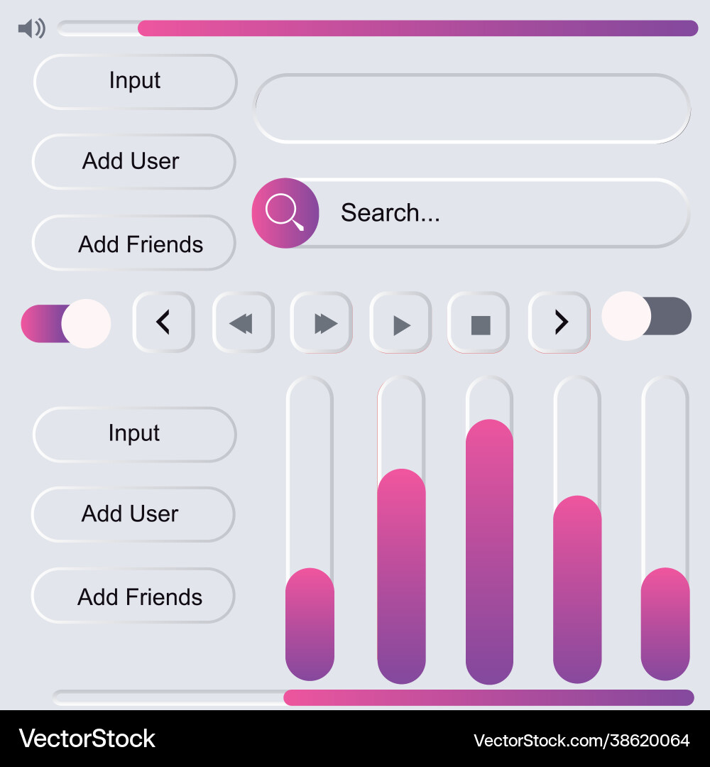 White web ui design elements set a minimalist White web ui design elements set a minimalist vector image