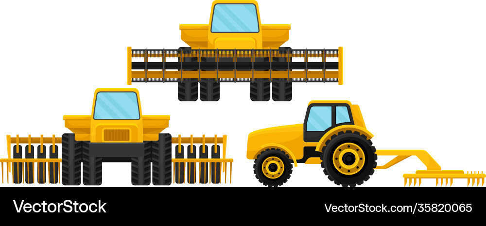 Agricultural Tractors and Machinery Royalty Free Vector