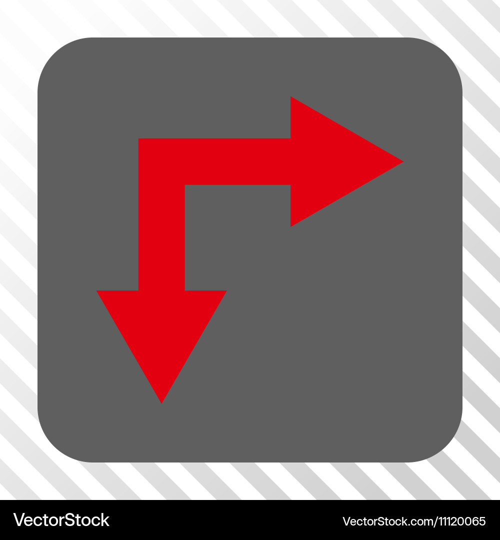 Bifurcation arrow right down rounded square button vector image