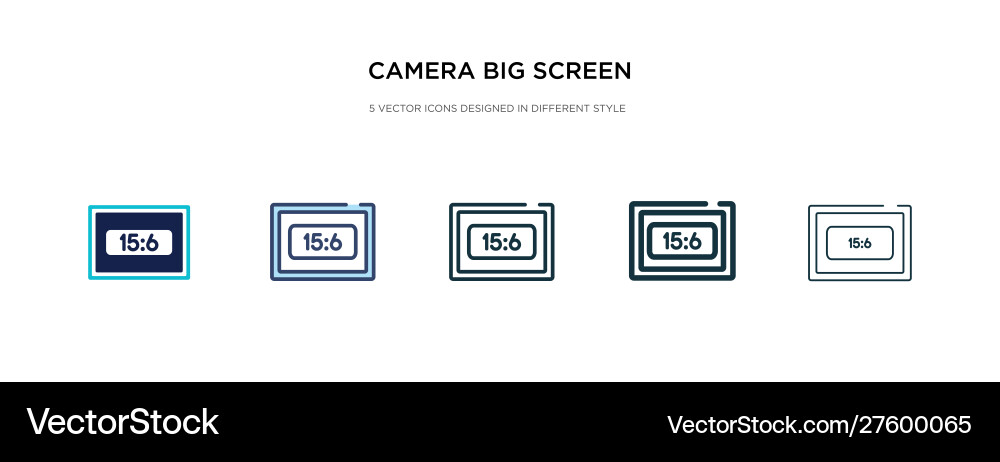 Camera big screen size icon in different style vector image