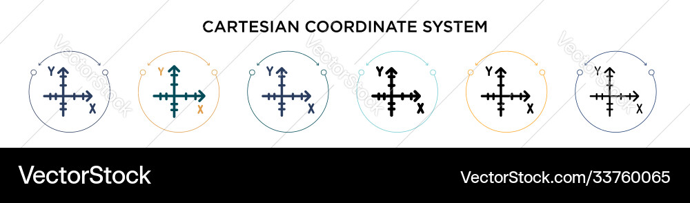 Cartesian coordinate system icon in filled thin vector image