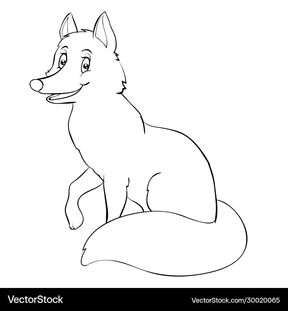 Cartoon fox style is drawn in outline – Royalty-Free Vector | VectorStock, image size:1000x1080