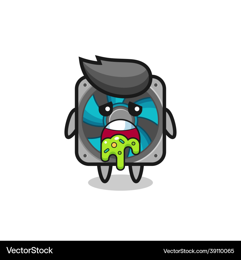 Cute computer fan character with puke Cute computer fan character with puke vector image