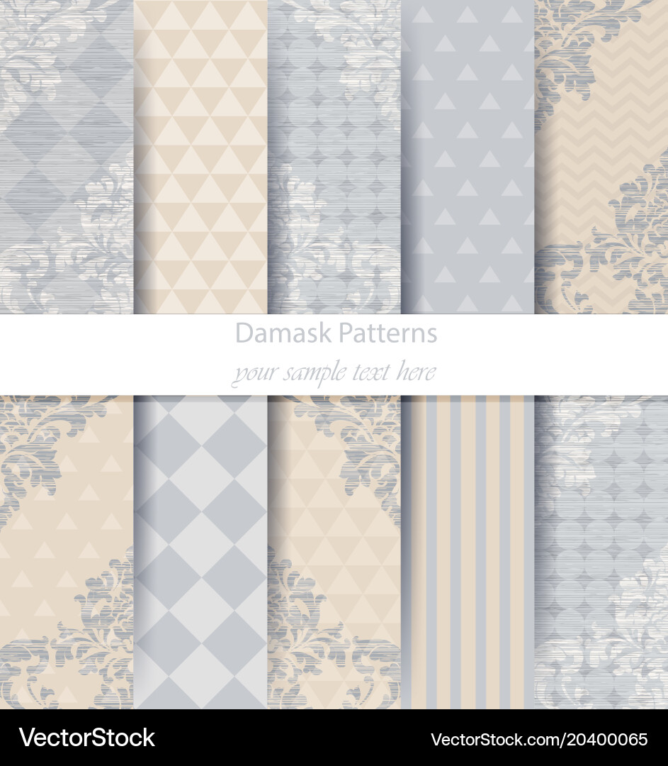 Damask patterns set collection baroque vector image