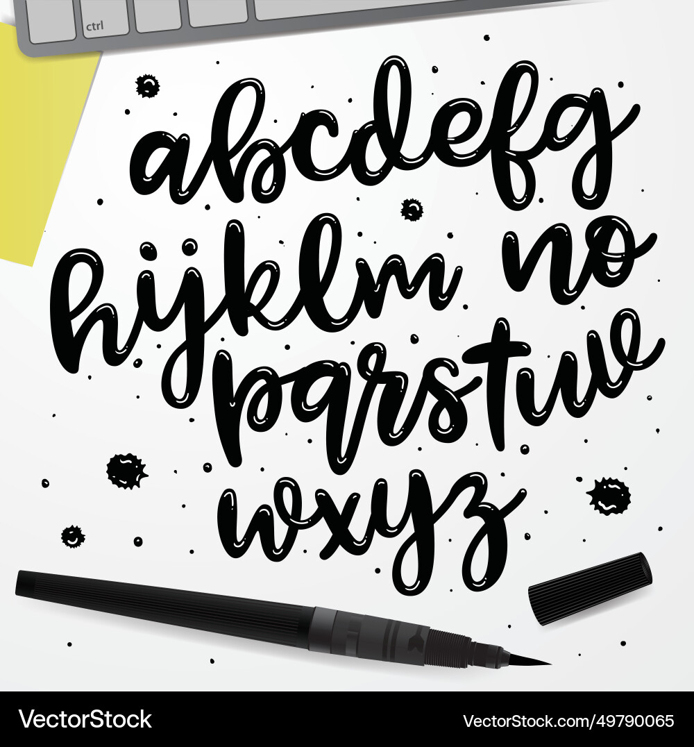 Handwritten script alphabet Handwritten script alphabet vector image