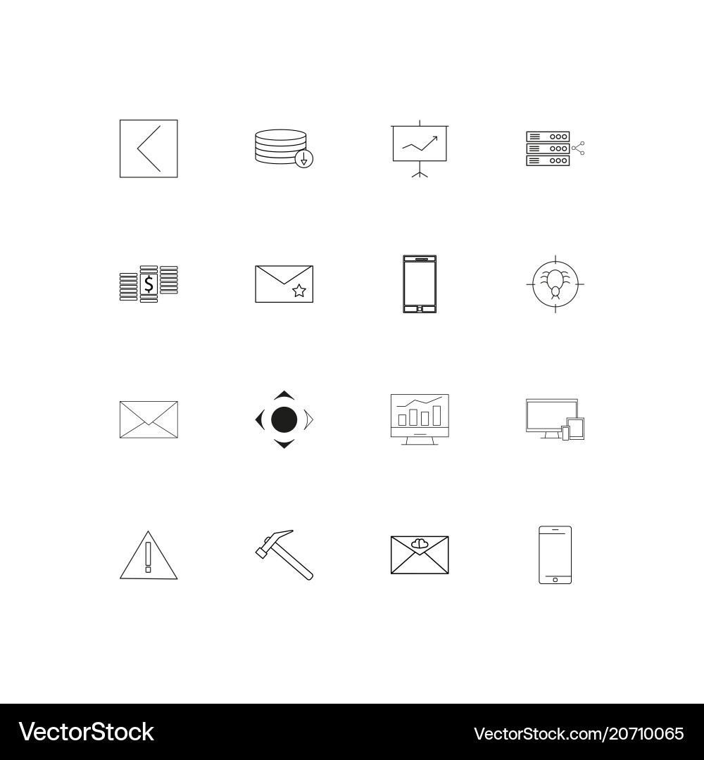 Internet of things simple linear icons set vector image