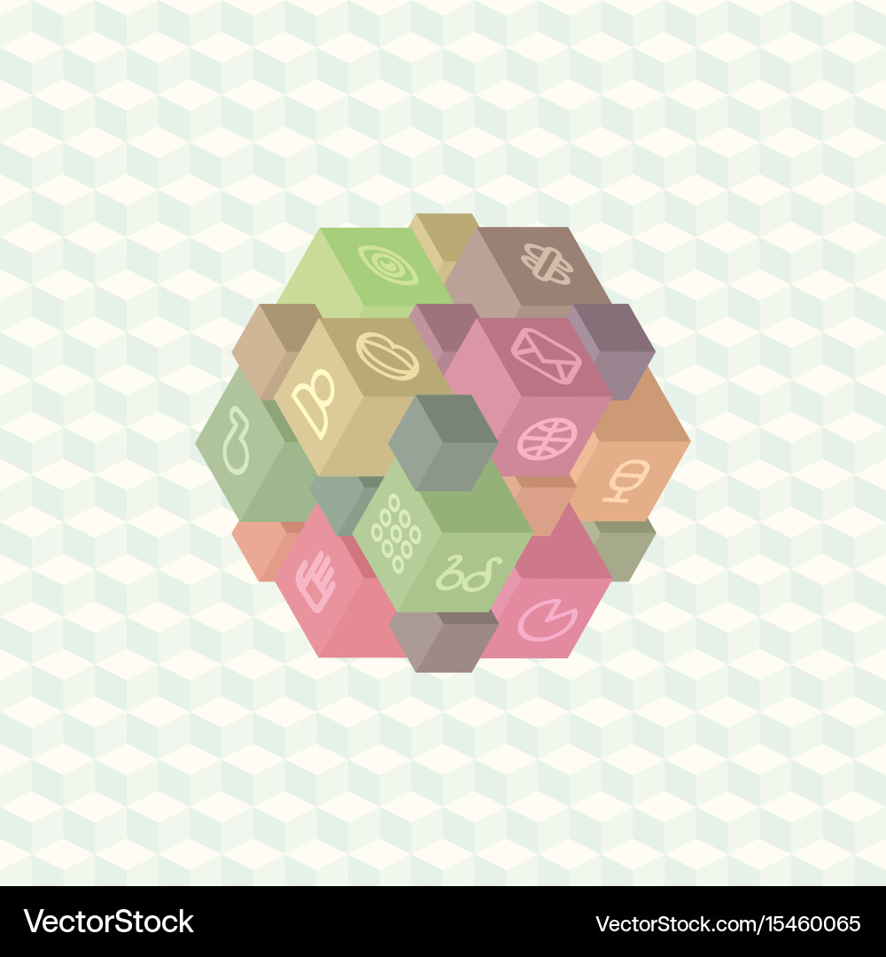 Isometric projection infographic array of cubes vector image