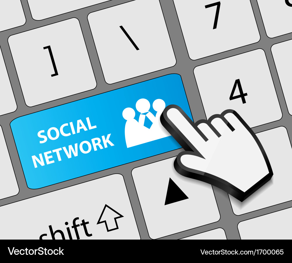 Keyboard contact us button with mouse hand cursor vector image