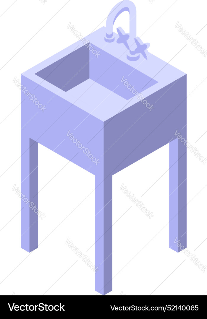 Modern sink standing on wooden legs for kitchen Modern sink standing on wooden legs for kitchen vector image