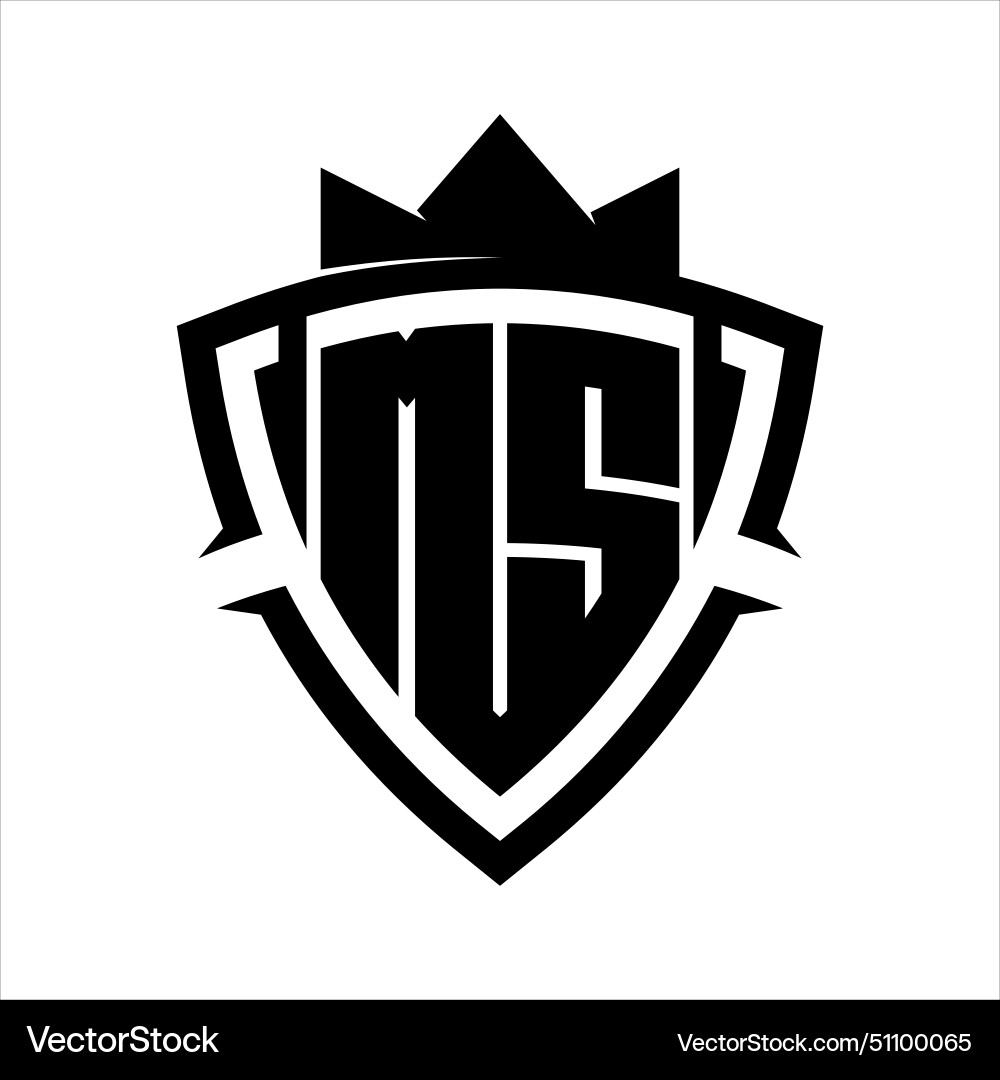 Ms letter bold monogram triangle curve shield Ms letter bold monogram triangle curve shield Vector Image