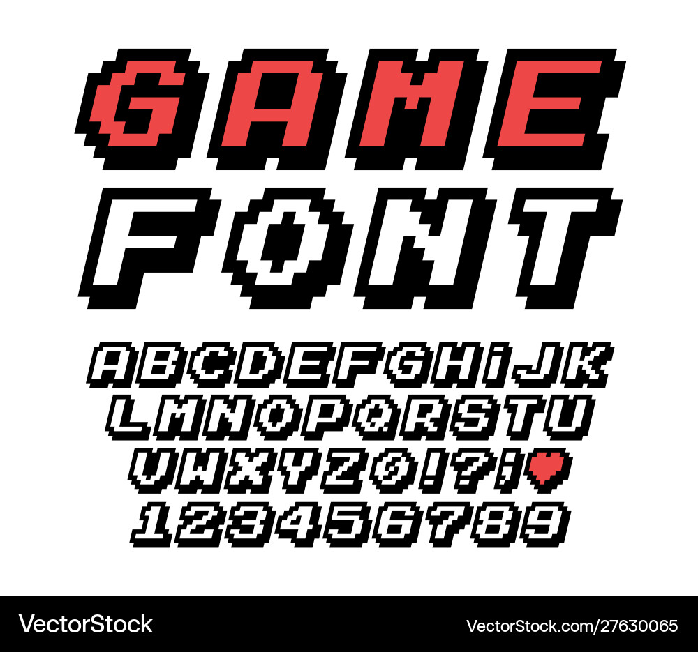 Pixel Font Set - 8 Bit Retro vector image
