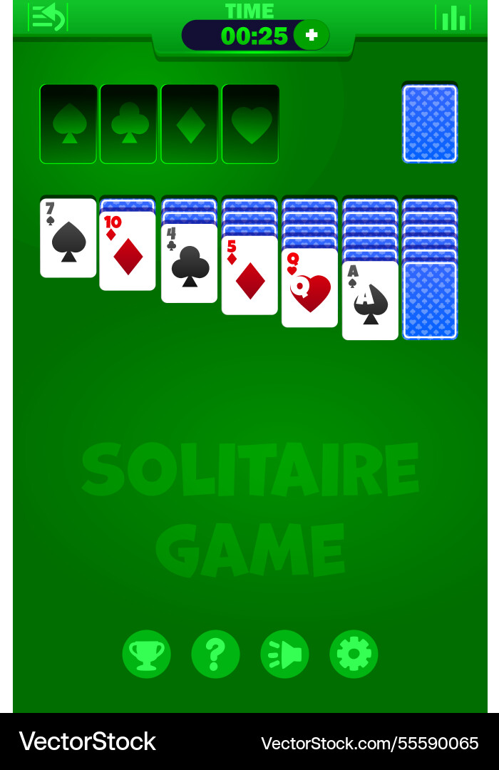 Playing solitaire on green background ui Playing solitaire on green background ui vector image