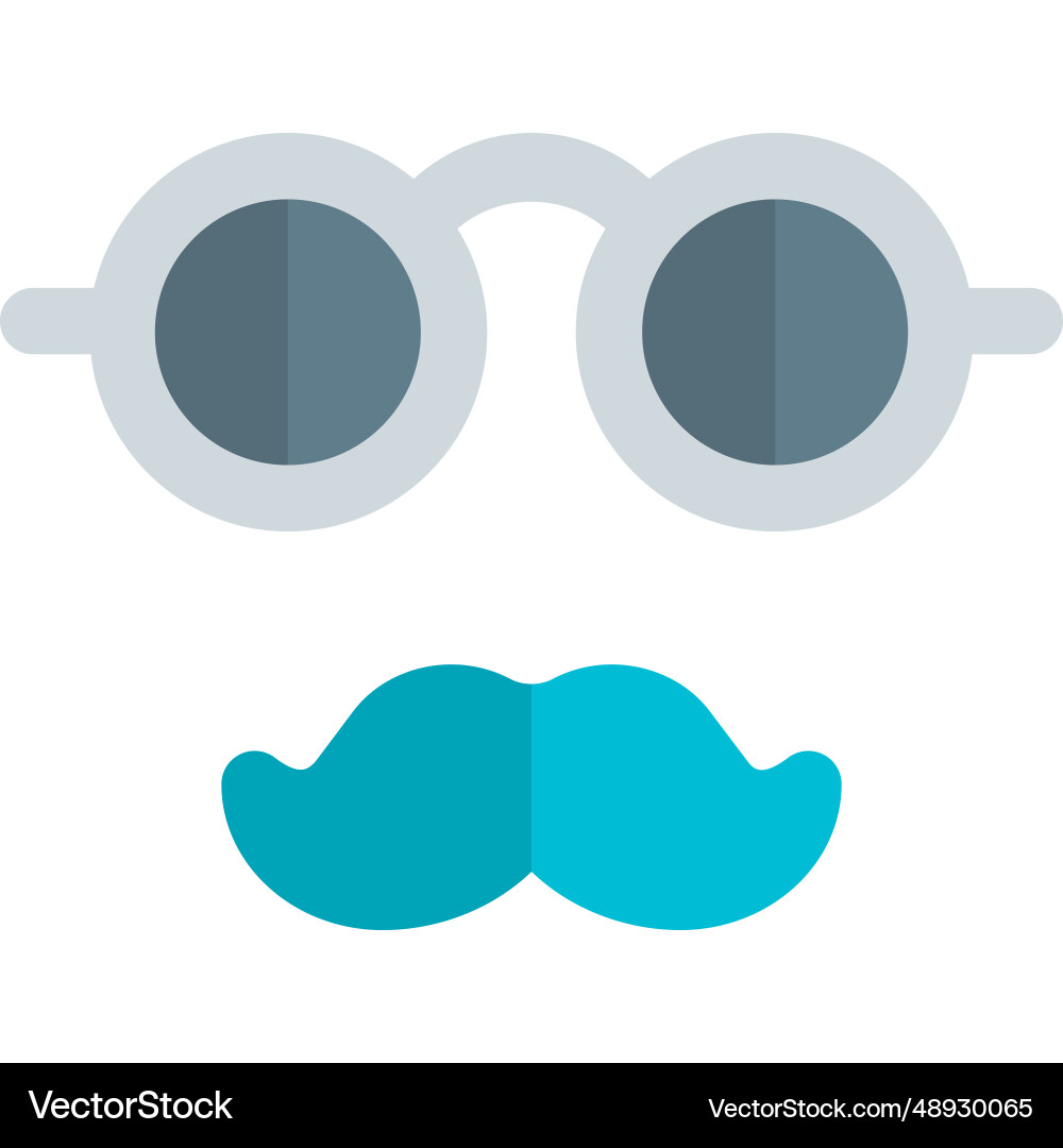Round shape spectacles with mustache isolated Vector Image