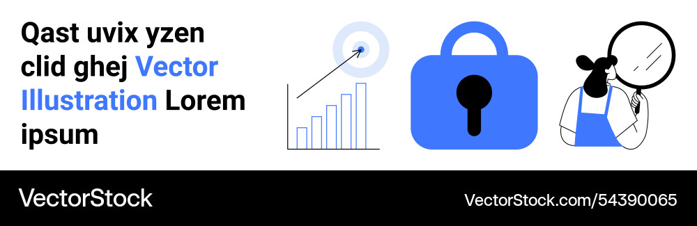 Security and data analysis with lock chart Security and data analysis with lock chart vector image