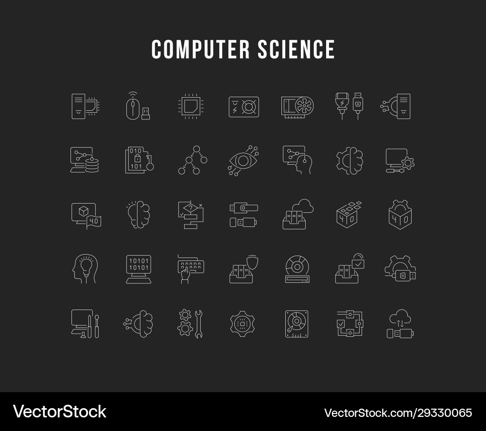 Set line icons computer science Set line icons computer science vector image