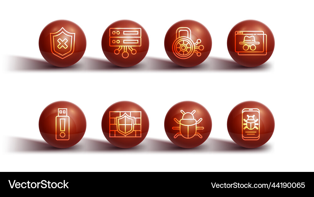 Set line shield with cross mark usb flash drive Set line shield with cross mark usb flash drive vector image