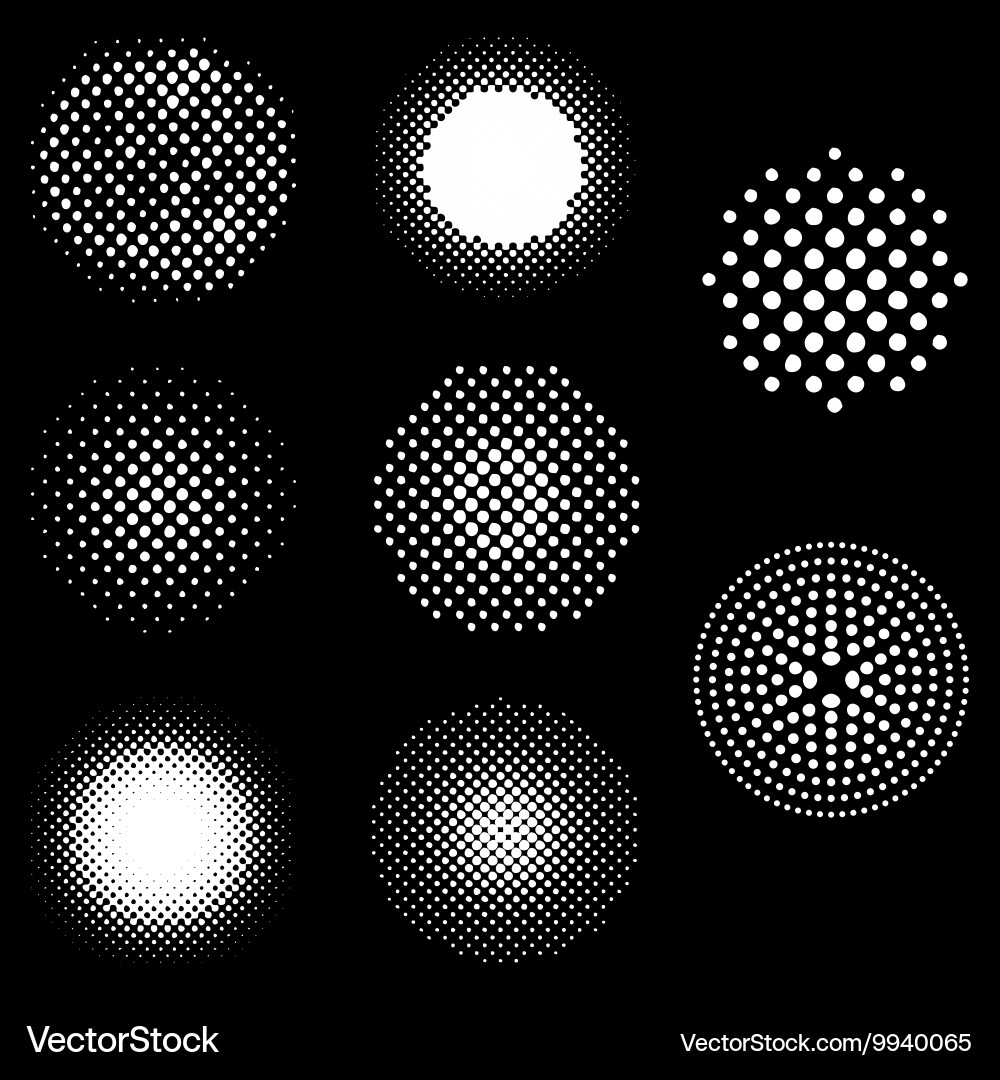 Set of abstract halftone design elements Vector Image