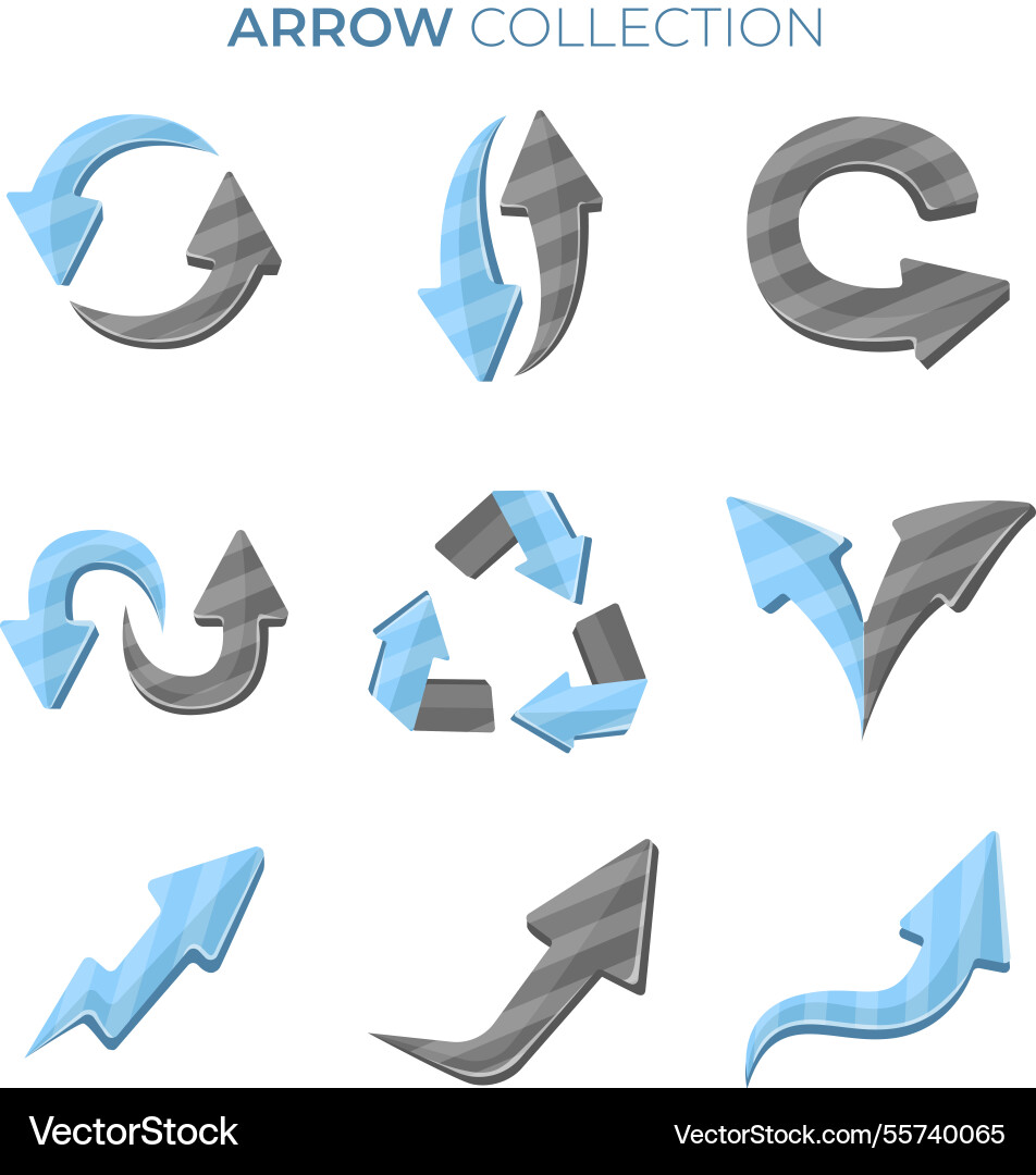 Set of colorful arrows to mark in flat style vector image