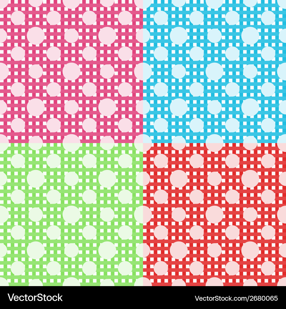 Set of four polka dot seamless patterns vector image