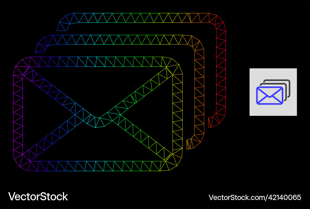 Spectral gradiented polygonal network mail queue Spectral gradiented polygonal network mail queue vector image