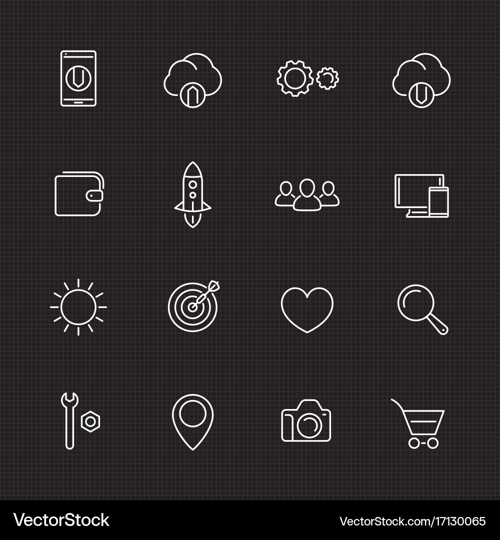 Thin line web icons set for websites and apps vector image