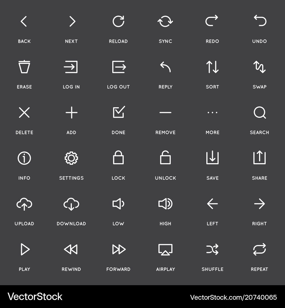 UI Icon Set - Minimal Line Icons vector image