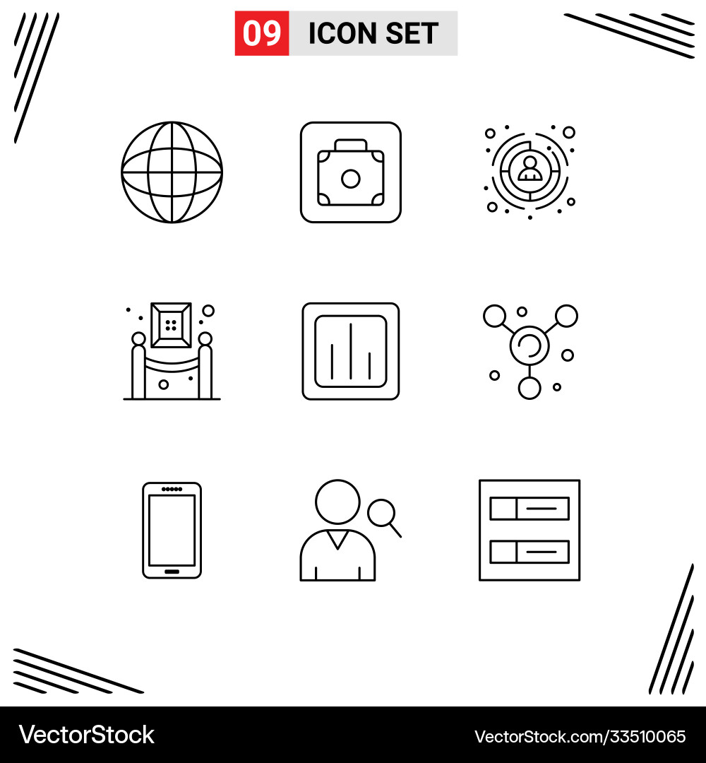 User interface pack 9 basic outlines graph vector image