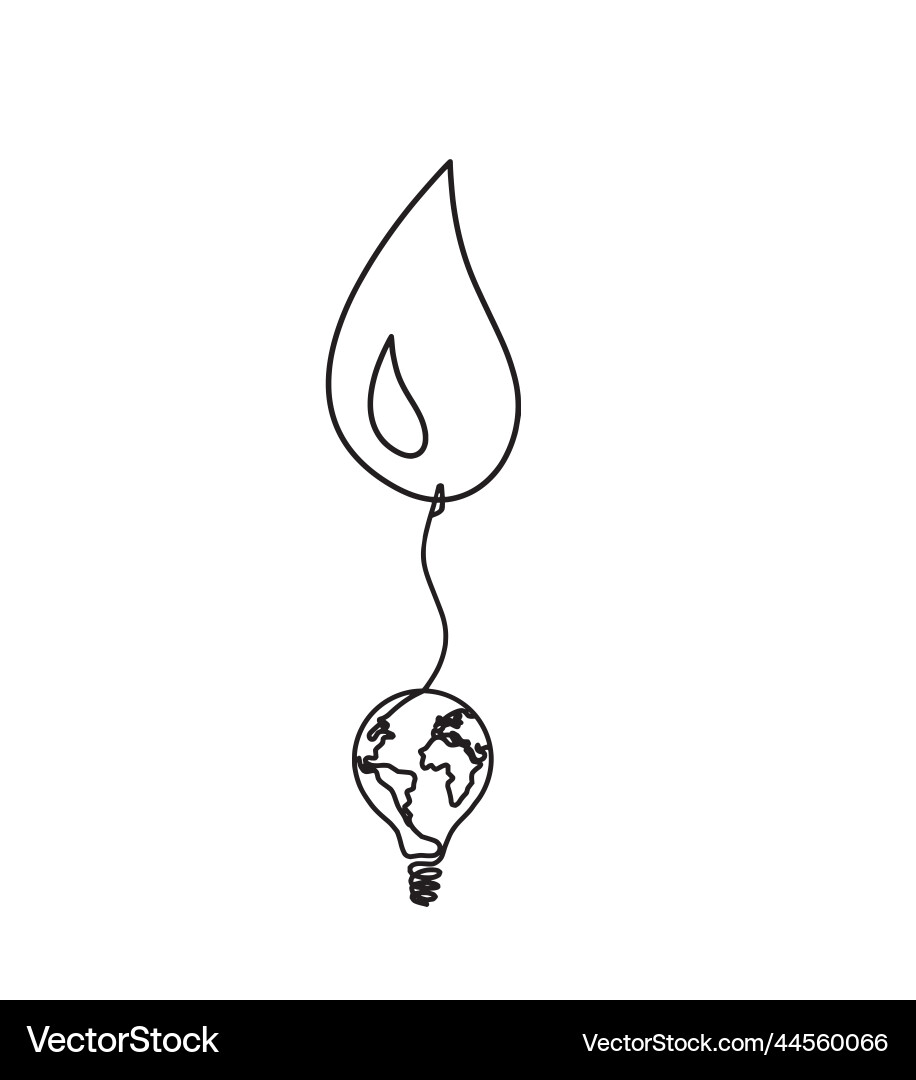 Abstract drop with globe light bulb as line vector image