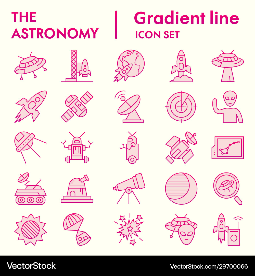 Astronomy line icon set universe objects Vector Image