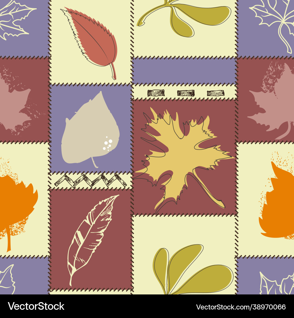 Autumn Leaf Pattern - Square Blocks vector image