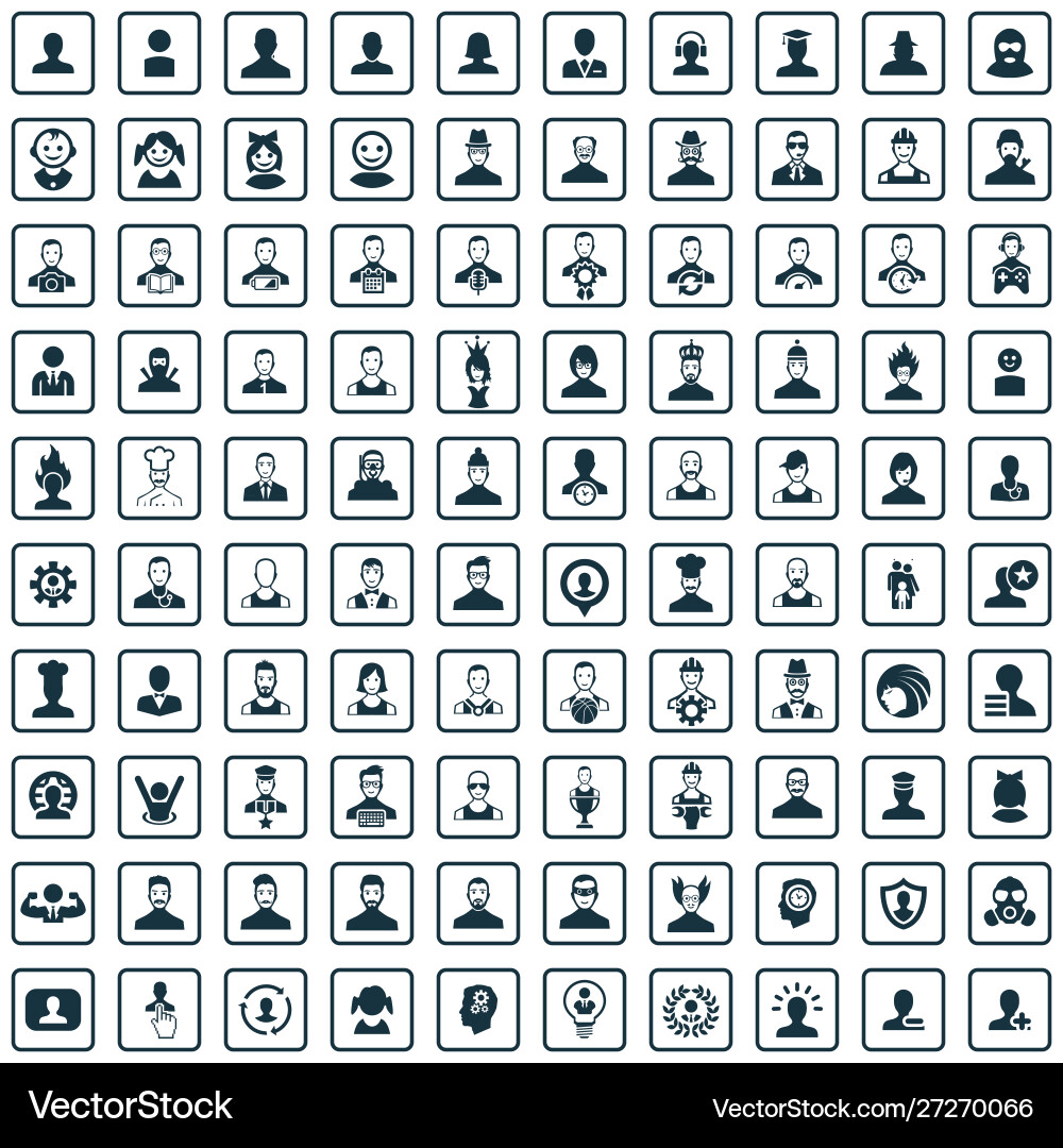 Avatar 100 icons universal set for web and ui vector image