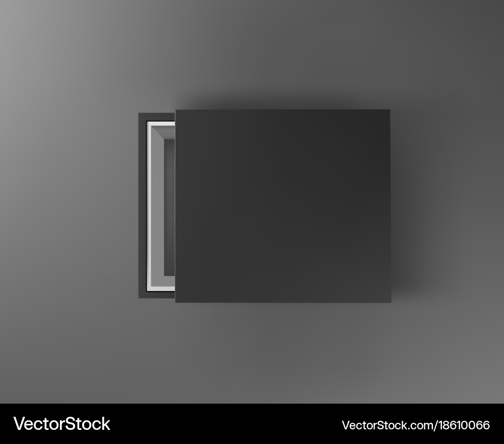 Black empty box mock up on dark gray background vector image